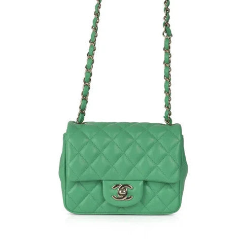 Chanel 2020 Green Classic Mini Square Flap Bag