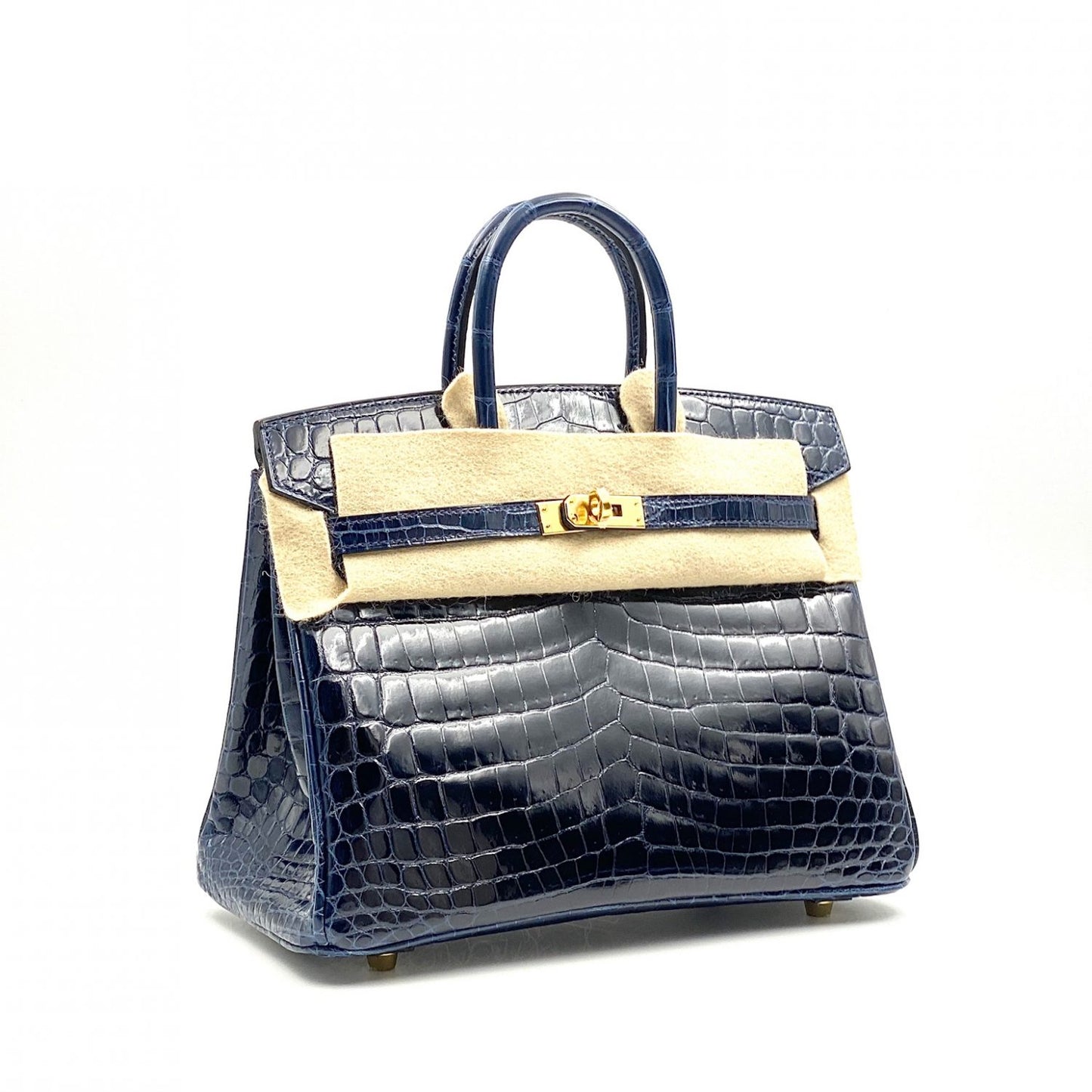 Hermes Birkin 25 Bleu Baltique Niloticus Shiny Gold Hardware