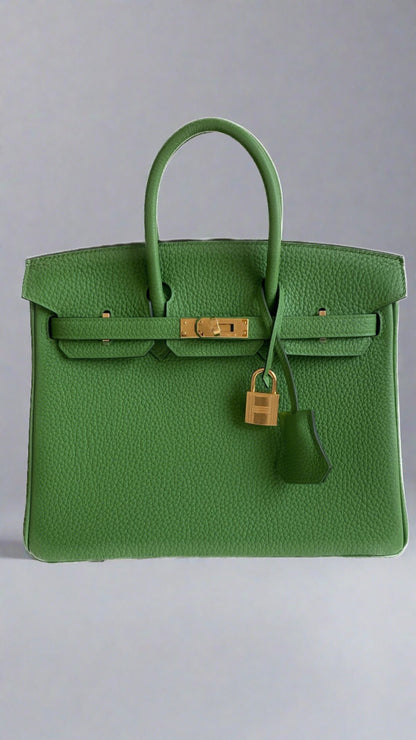 Hermès 25cm Birkin vert yucca gold hardware