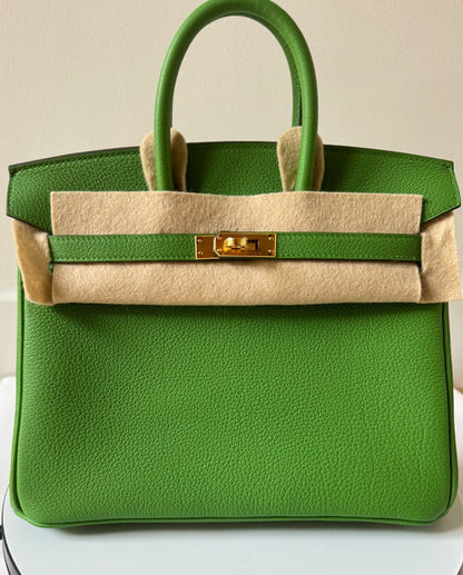 Hermès 25cm Birkin vert yucca gold hardware