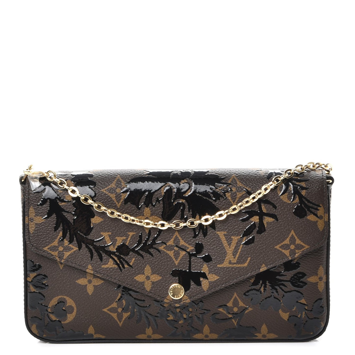 LOUIS VUITTON Monogram Blossom Pochette Felicie Chain Wallet in Noir Black