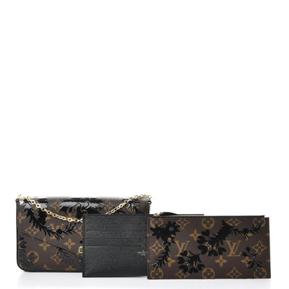 LOUIS VUITTON Monogram Blossom Pochette Felicie Chain Wallet in Noir Black