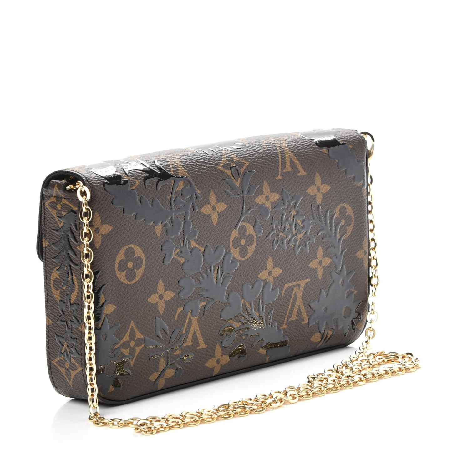 LOUIS VUITTON Monogram Blossom Pochette Felicie Chain Wallet in Noir Black